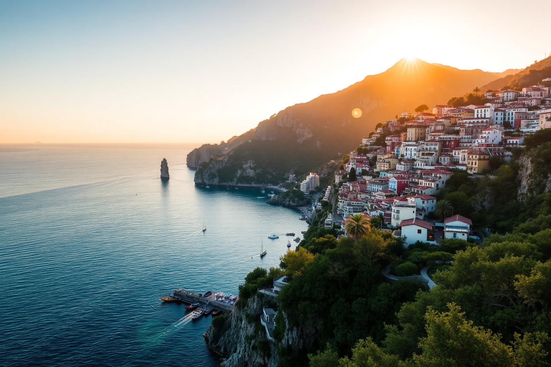Costa mediterranea al tramonto
